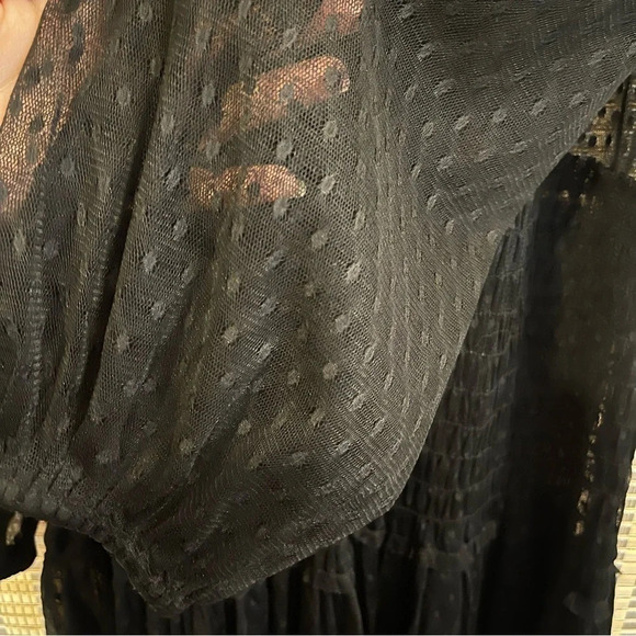 Maeve Floral Dress Women’s S Embroidered Whimsigoth Sheer Smocked Black Lace - Picture 12 of 13